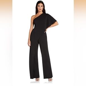 Adrianna Papell Women's One Shoulder Crepe Melania Jumpsuit size 6